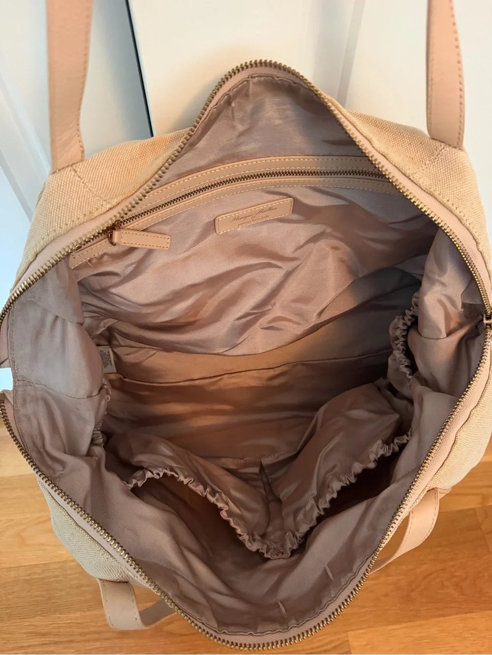 Monique Lhuillier Pottery Barn Kids rose colored diaper bag